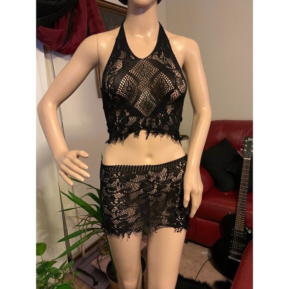 BUNDLE of Sexy Black Fishnet Dress Tops Camisole Babydoll Lingerie Chemise NWT - Picture 5 of 7